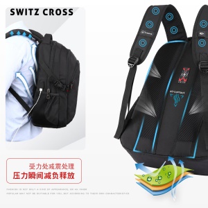 施维茨十字瑞士双肩包男士大容量休闲旅行背包商务电脑包学生书包