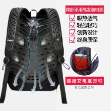 施维茨双肩包男商务散热风扇背包透气电脑旅行包新款休闲学生书包